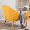 Chenille Fabric Tub Armchair Scalloped Back Oyster Lounge Chairs w/Wooden Legs