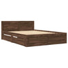 Bed Frame with Headboard Brown Oak 140x200 Engineered Wood P4L5