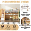 Bunk Bed with Desk & Shelves, Loft Bed with Storage Stairs, 3FT Wooden Bed Frame