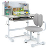 Toddlers Height-Adjustable Children Study Desk with Chair-Grey
