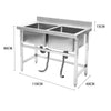 Commercial Stainless Steel Warewashing Sink Double Bowl Catering Wash Table Sink