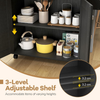 Kitchen Island on Wheels Storage Trolley Cart Drawer Shelves Spice Rack Black