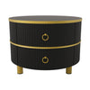 Nest of Tables Set of 2 Hard Glass Coffee Stacking Side End Table 2 Drawer Black