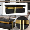 Modern Black Rectangular Coffee Table with 2 Storage Drawers for Living Room
