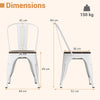 4 Pcs Stackable Kitchen Side Chairs with Wood Seat-White