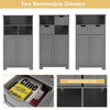 Bathroom Floor Cabinet Wooden Storage Cupboard with Adjustable Shelf & Doors