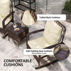 3pcs Rattan Bistro Set, Wicker Garden Furniture Set with Cushions, Glass Top Cof