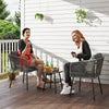 3 Piece Rattan Bistro Set with Cushions Grey