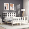 Gecheer Bed Frame with Headboard White 120x200 Solid Wood Bed Frame P9W0