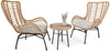 DAKO Garden Set SERRANTE – 2 Rattan-Effect Chairs with Cushions & Round Table
