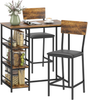 Bar Table Set 3 Piece Stools Shelves Industrial Dining Breakfast Table for Home