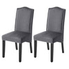 2/4 Dining Chairs High Back Velvet Hotel Kitchen Chair Wooden Leg Home Dark Grey