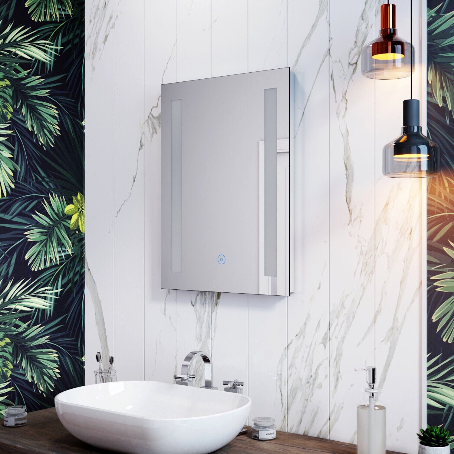 Illuminated LED Bathroom Mirror with Lights Smart Touch Wall Mounted 4