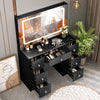 Crystal handle Dressing Table with 7Drawers Makeup Desk Vanity Table LED Mirrow