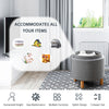 Round Storage Ottoman w/ Tray Accent Fabric Storing Footrest w/ Non-Slip Pads