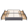 4FT6 DOUBLE BED LINEN FABRIC UPHOLSTERED BED FRAME WITH 4 STORAGE DRAWERS GREY