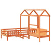 Bed and Set with Roof Wax Brown 90x200 Solid Wood Pine P4E8