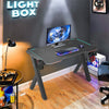 100cm LED Ergonomic Gaming Desk Computer Table with Cup Holder Cable Management