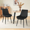 2pcs Black Dining Chairs Set Diamond Velvet Padded Seat Back Dining Room Chair