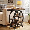 3-Tier End Table Wood Narrow Sofa Side Table with Storage Shelves, Rustic Brown