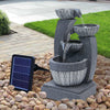 Solar Garden Water Feature Fountain with LED Light Outdoor Cascading Bowls ECO