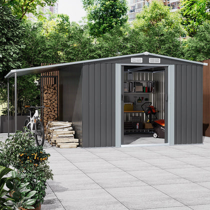 4x8ft 6x8ft 8x8ft 10x8ft Steel Tool Room Large Garden Shed with Log Store Apex