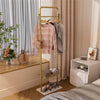 Gold Clothes Rack Corner Hanging Rail Coat Stand Mable Base with Shelf