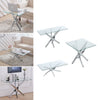 Coffee Dining Table Living Room Furniture Metal Base Tempered Glass Square Desk