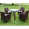 5 Piece Outdoor Dining Set with Cushions Poly Rattan Brown vidaXL