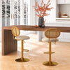 Set of 2 Bar Stools Adjustable Swivel Upholstered Velvet Pub Dining Chairs