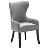 1PC Grey Dining Chairs Armchair High Back Velvet Upholstered With Wood Legs
