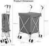 Lightweight Shipping Utility Cart 90L Waterproof Folding Shopping Cart-Grey
