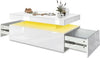 Wooden Coffee Table With Storage High Gloss Sofa End Table LED Light Living Room