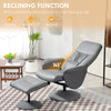 Swivel Recliner with Ottoman PU Leather Reclining Chair and Footrest Light Grey
