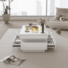 Coffee Table with Storage Drawers & LED Strips White Tea Table for Living Room