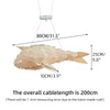 Wooden Rattan Pendant Light Fish Shape Hanging Ceiling Lamp LED Chandelier Shade