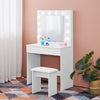 Modern White Dressing With Two Drawers Mirror Lights Makeup Desk Vanity Set