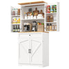 TALL FLOOR PANTRY CUPBOARD STORAGE CABINET WITH DRAWER & DOORS KITCHEN CABINET