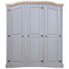 Wardrobe Mexican Pine Corona Range 3 Doors Grey vidaXL