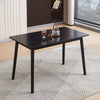 Rectangular Black Solid Rubber Wood Dining Table Round Edge Dining Room Kitchen