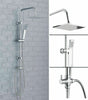 Chrome Waterfall Bath Shower Mixer Tap With 3 Way Square Rigid Riser Shower Kit