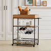 3 Tier Kitchen Trolley Wheeled Rolling Cart Wine Bottle Storage Rack With Handle