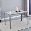 4x White Faux Leather Dining Chairs & Grey Marble Glass Dining Table Dining Set