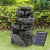 Solar Power Outdoor Water Feature Fountain 4Tier Rock Cascading Ornament w/Light