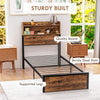 Single - Industrial Style Single Bed Frame with Storage Headboard and Underneath