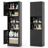 Kitchen Pantry Cabinet 190cm Tall Freestanding Cupboard w/Doors Black