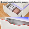 LED Bedside Table Cabinet Side End Table LED White High Gloss Living Room