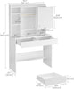 Dressing Table w/ 3 Color LED Mirror Lights,2 Drawers Vanity Table for Bedroom
