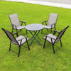 Garden Table Folding Mesh Chair Balcony Coffee Bistro Furniture w/ Umbrella Hole