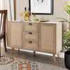 Rattan Cabinet Sideboard Buffet Storage Cabinet with Doors Drawers Living Room